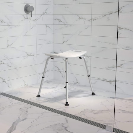 Flash Furniture 15" L, Plastic, White Bath & Shower Chair DC-HY3410L-WH-GG